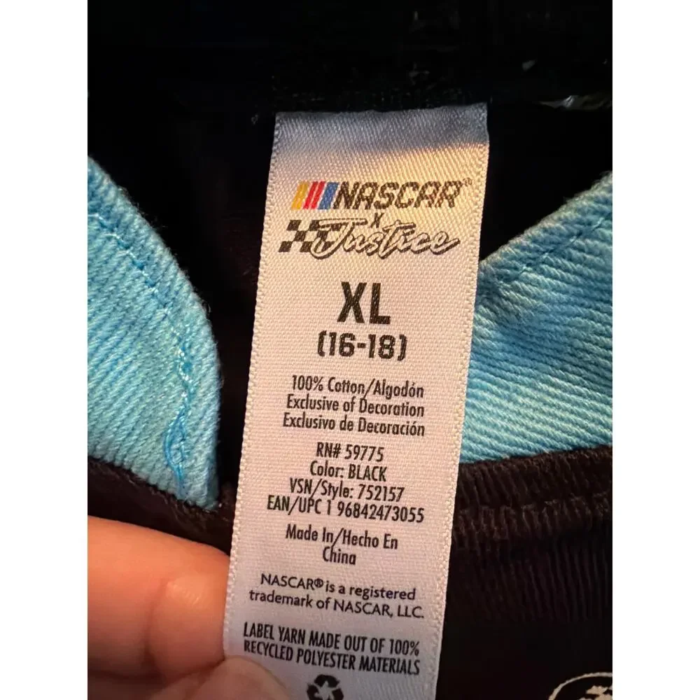 Girl's NASCAR X Justice Collab Racing Jacket Blue Black XL Snap Button NEW